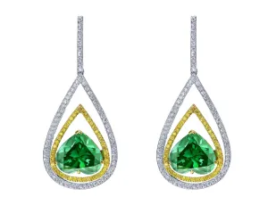 Rivi??re 18kt Gold Emerald Heart Cut Drop Earrings
