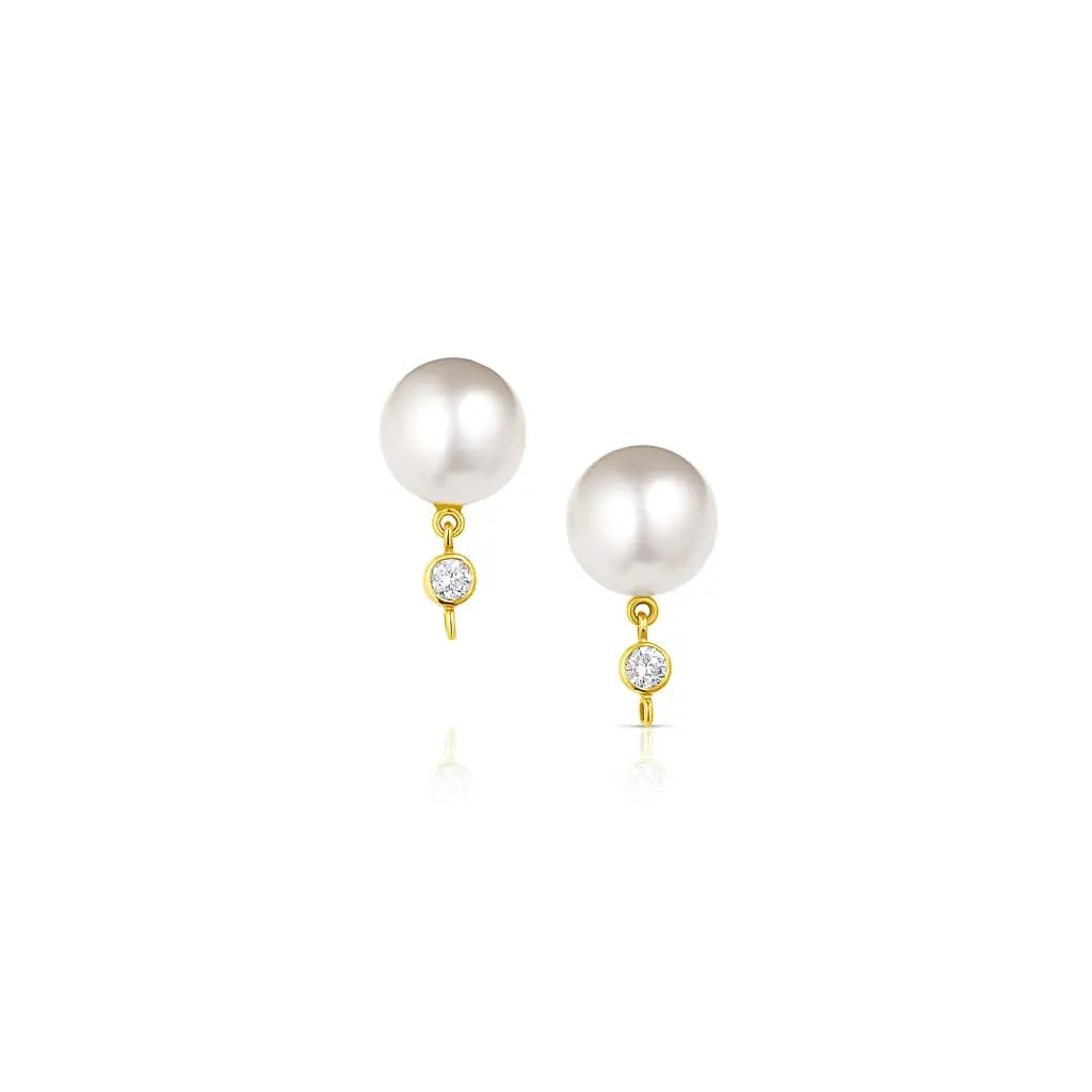 Rivire 18kt Yellow Gold 13mm Pearl Diamond Earrings