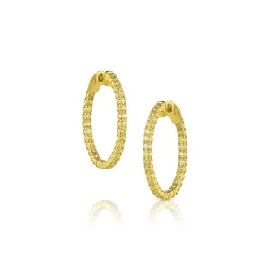 Rivire 18kt Yellow Gold 2.08ctw Yellow Diamond 1.20" Hoop Earrings