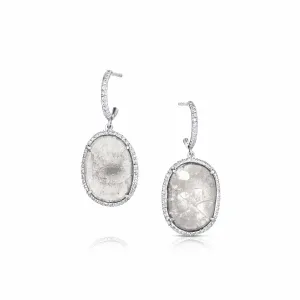 Rivi??re Platinum 3.58ctw Rose Cut Diamond Salt and Pepper Slab Earrings
