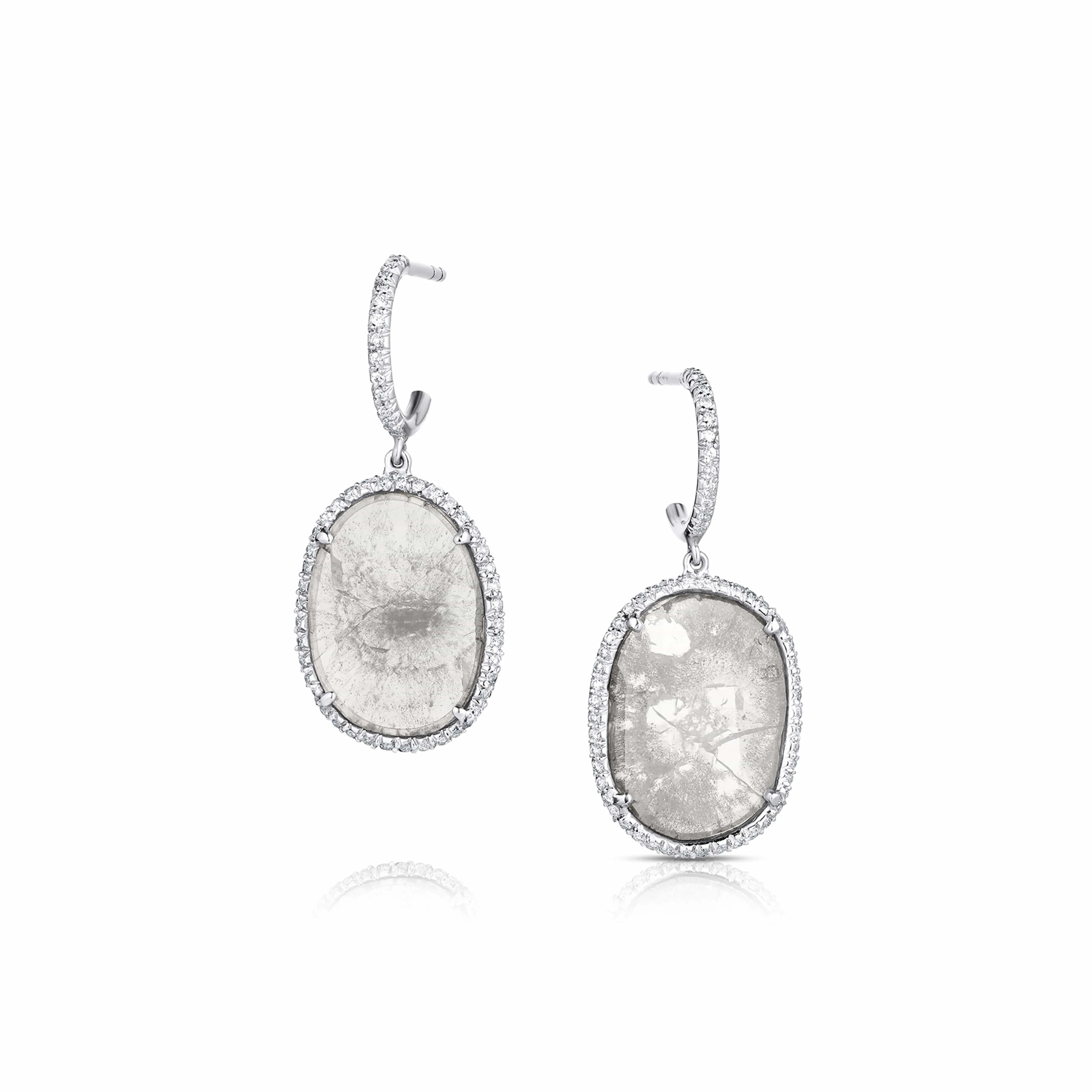 Rivi??re Platinum 3.58ctw Rose Cut Diamond Salt and Pepper Slab Earrings