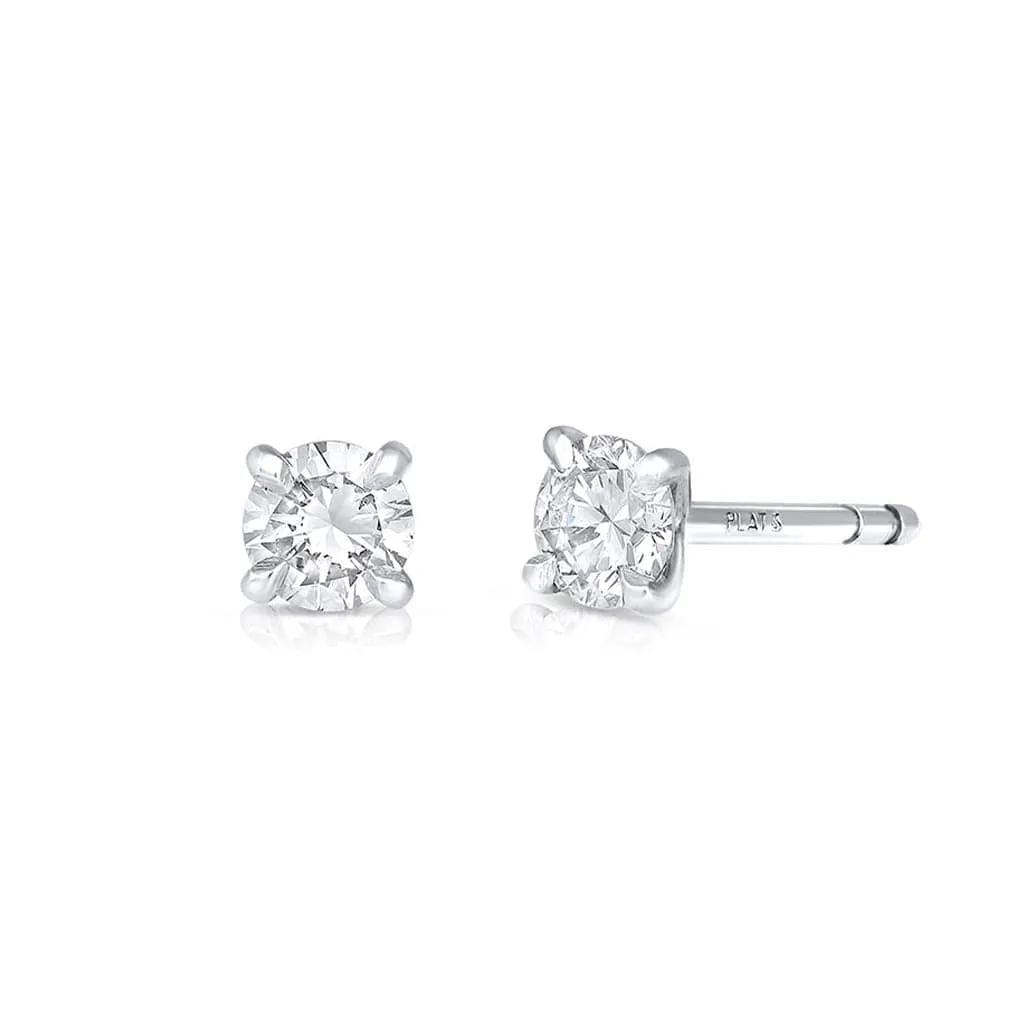 RIVIRE PLATINUM ROUND BRILLIANT CUT DIAMOND STUDS
