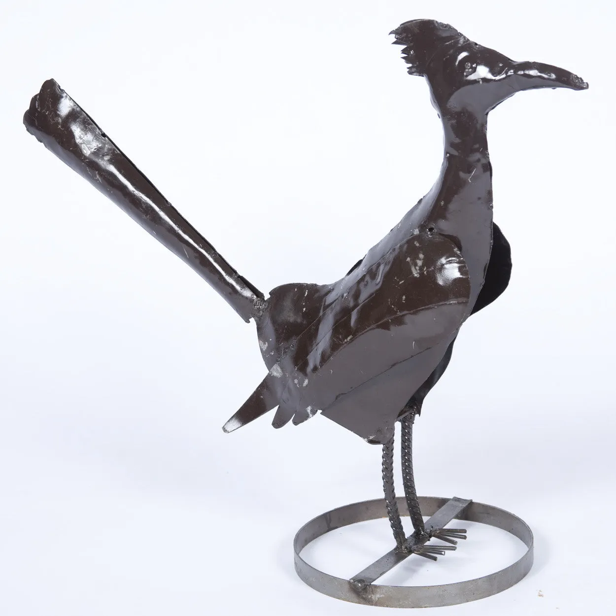 Road Runner Sculpture on Base dried flower branch  