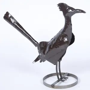 Road Runner Sculpture on Base dried flower branch  
