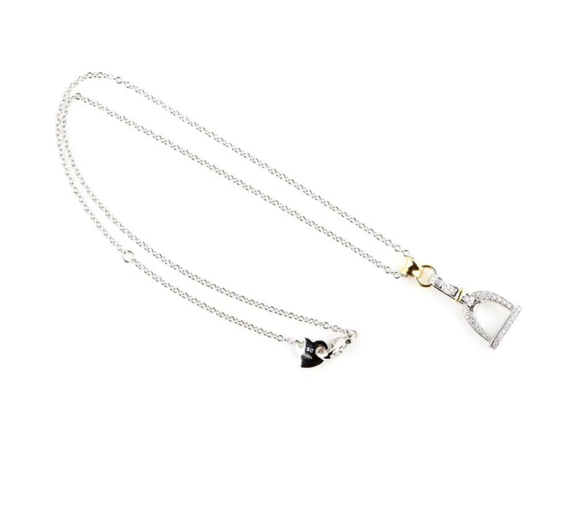 Robert Coin Diamond Pendant Necklace 17 Inches 0.30ct 18K White Gold Claw Clasp