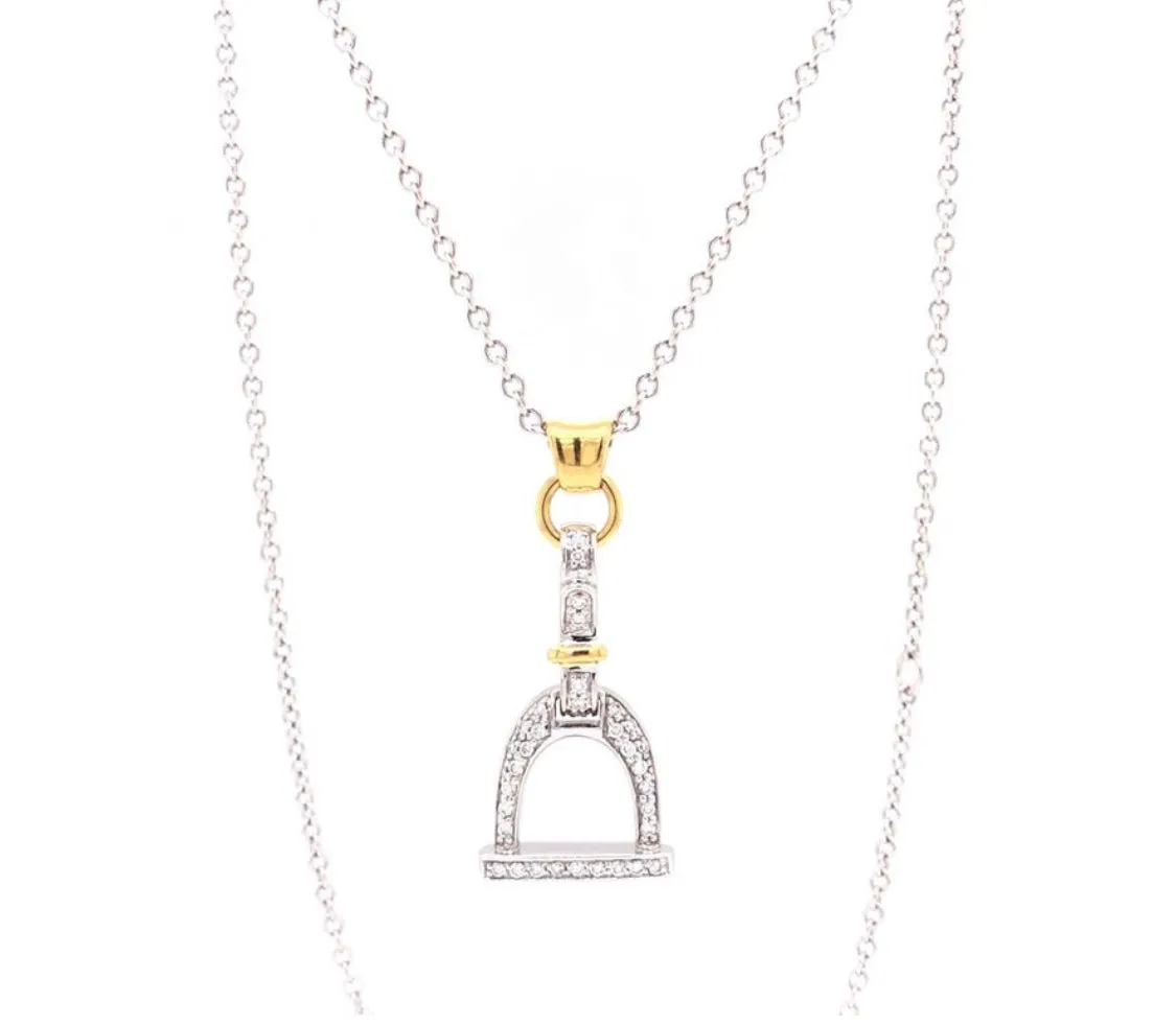 Robert Coin Diamond Pendant Necklace 17 Inches 0.30ct 18K White Gold Claw Clasp