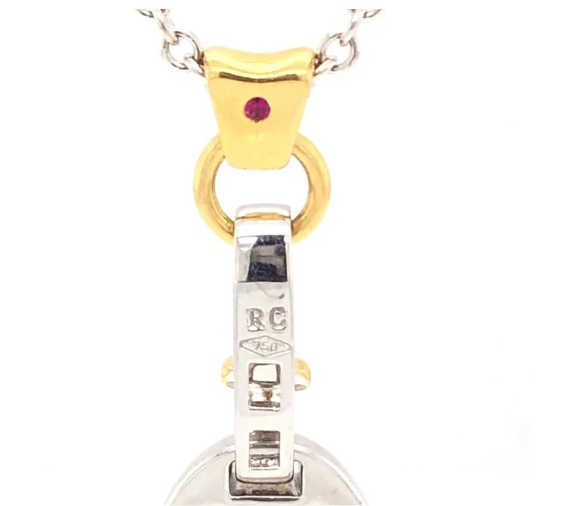 Robert Coin Diamond Pendant Necklace 17 Inches 0.30ct 18K White Gold Claw Clasp