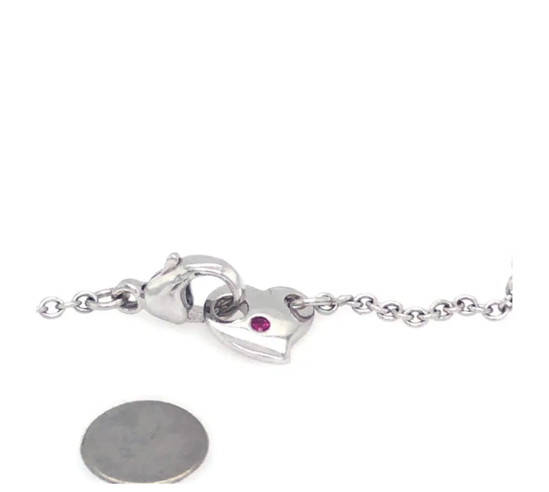 Robert Coin Diamond Pendant Necklace 17 Inches 0.30ct 18K White Gold Claw Clasp