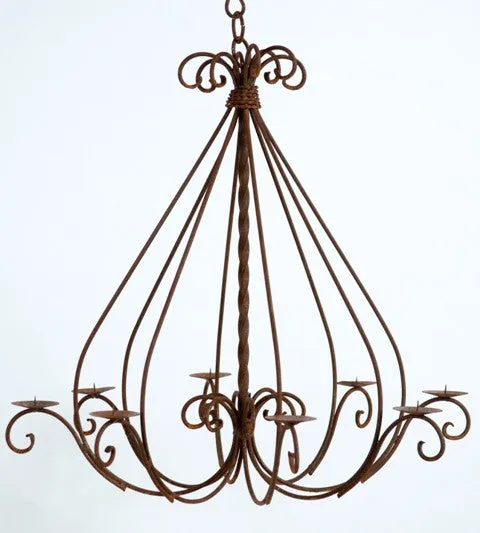 Rod Iron Chandlier With Twist dried flower branch  