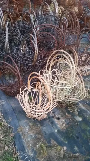 Rope Handle Baskets Planters Hanging Set of 3 dried flower branch  