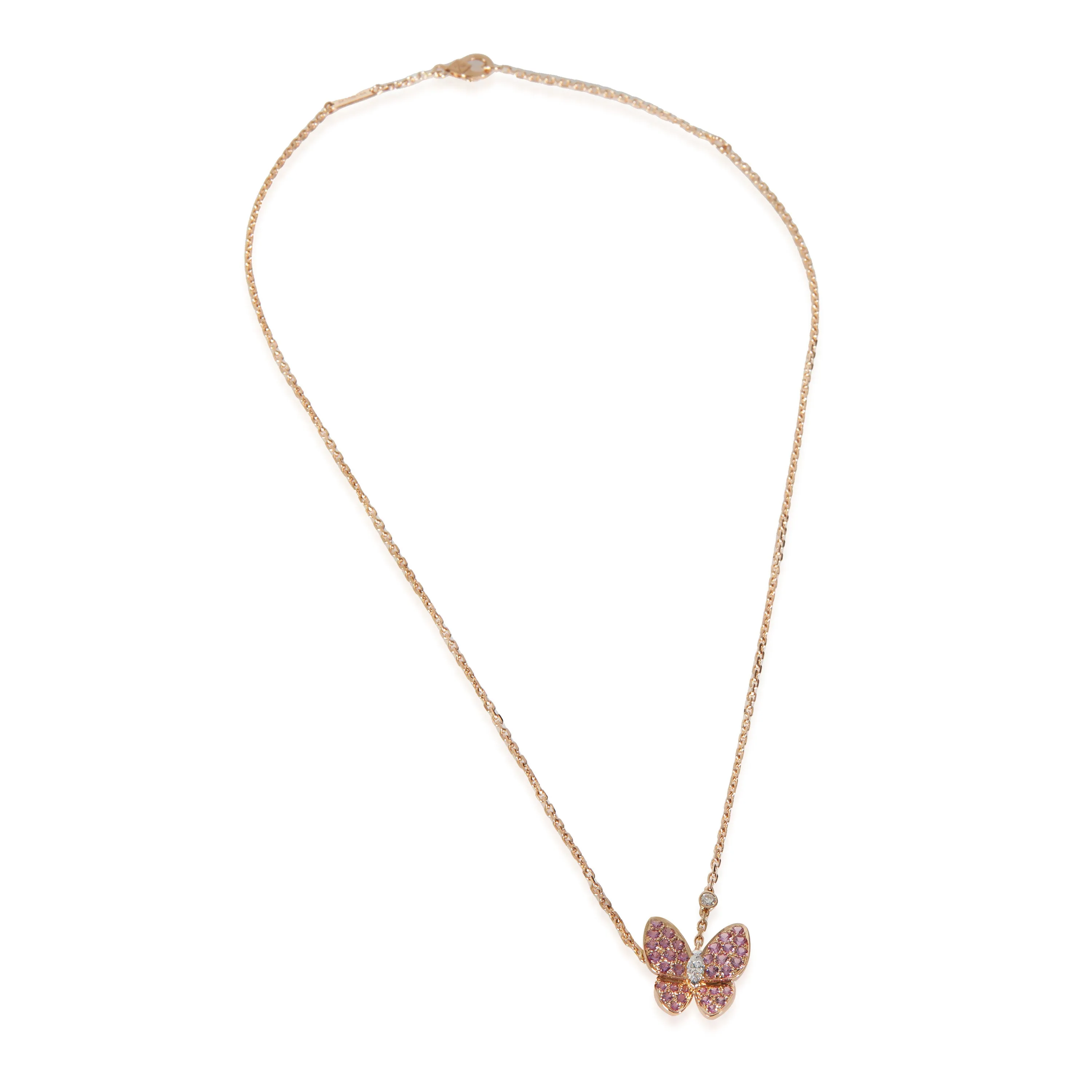 Rose Gold Sapphire and Diamond Two Butterfly Pendant