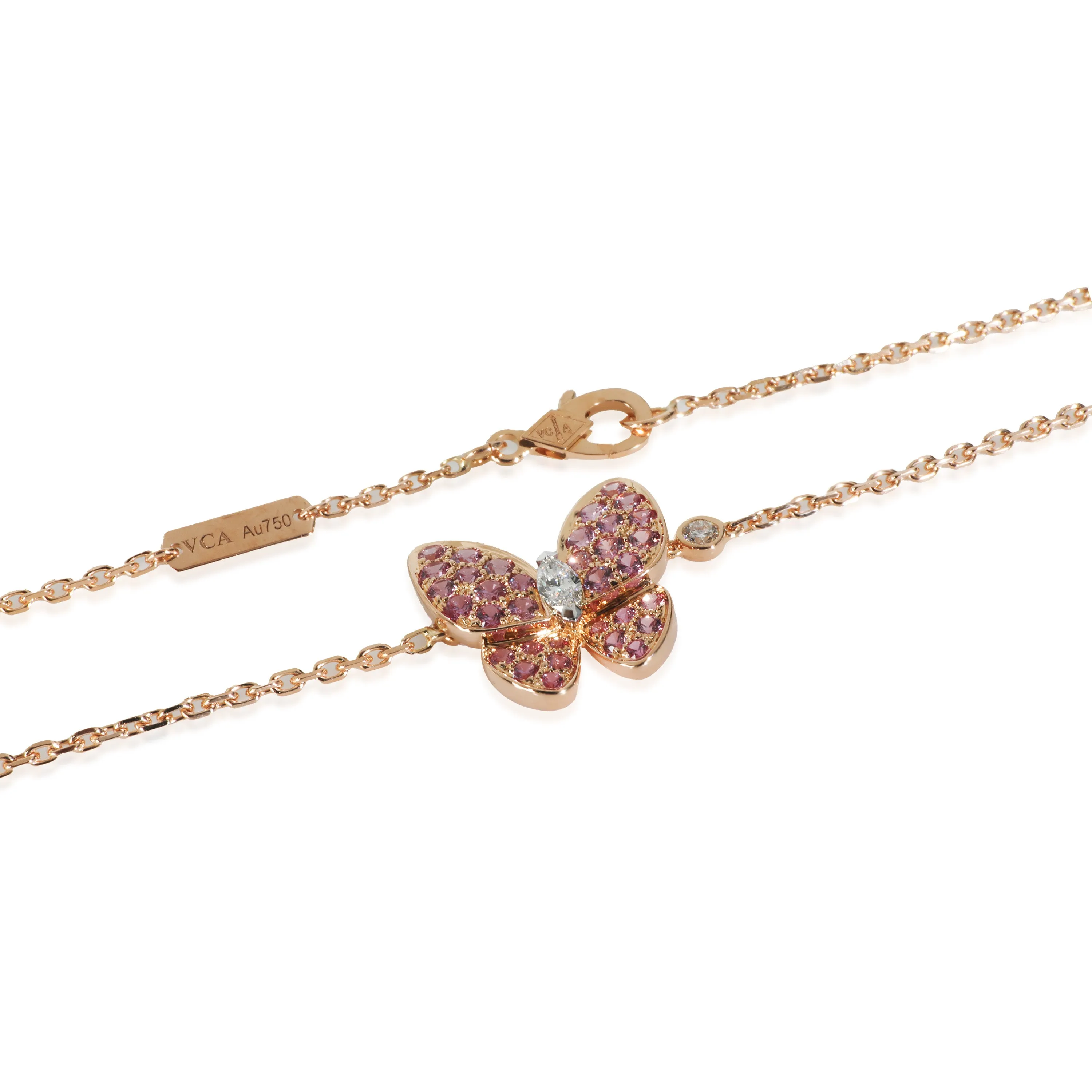 Rose Gold Sapphire and Diamond Two Butterfly Pendant