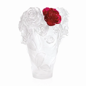 Rose Passion - White with Red Flower Vase mini ornamental plant  