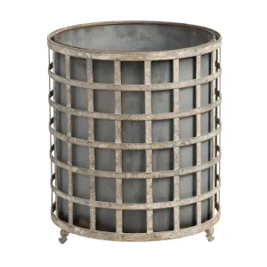 Round Aged Metal Lattice Planter dried flowers  