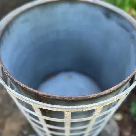 Round Aged Metal Lattice Planter