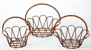 Round Baskets with Rope Handle Nested Baskets Set of 3 dried flower branch  