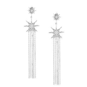Round Brilliant drop earrings in sterling silver