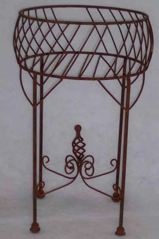 Round Planter with Cast Feet dried flower branch  
