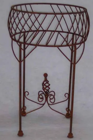 Round Planter with Cast Feet dried flower branch  