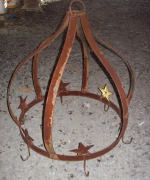 Round Pot Rack with Cut out Stars dried flower branch  