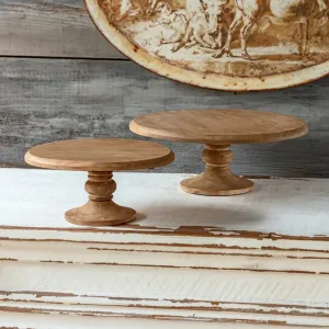 Round Wooden Cake Plate Set dried flowers  