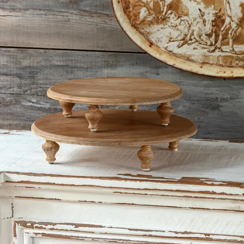 Round Wooden Footed Riser Set dried flowers  