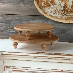 Round Wooden Footed Riser Set dried flowers  