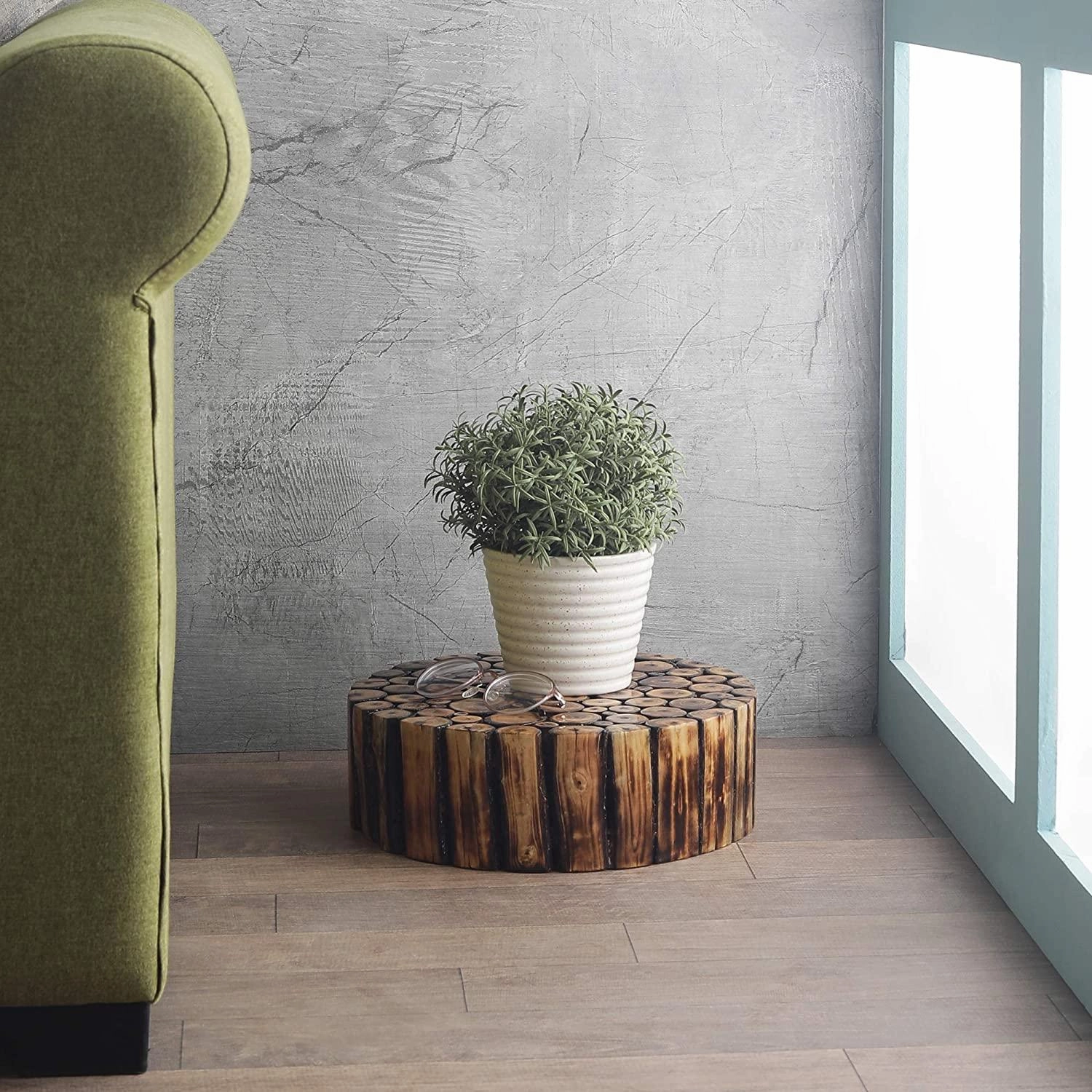 Round Small Wooden Plant Stand - 5x12x12 Inches cactus succulent plant  