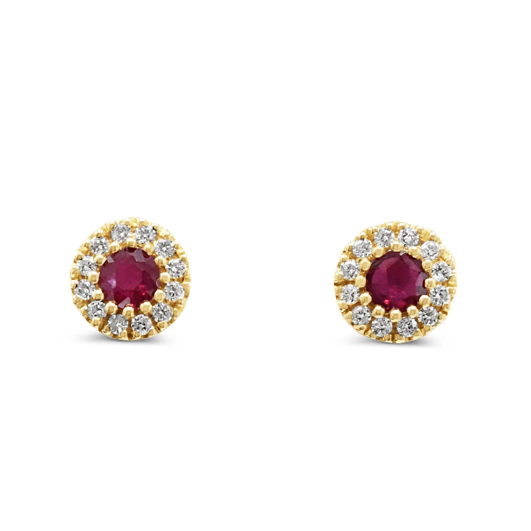 Ruby & Diamond Earrings - 18ct Yellow Gold