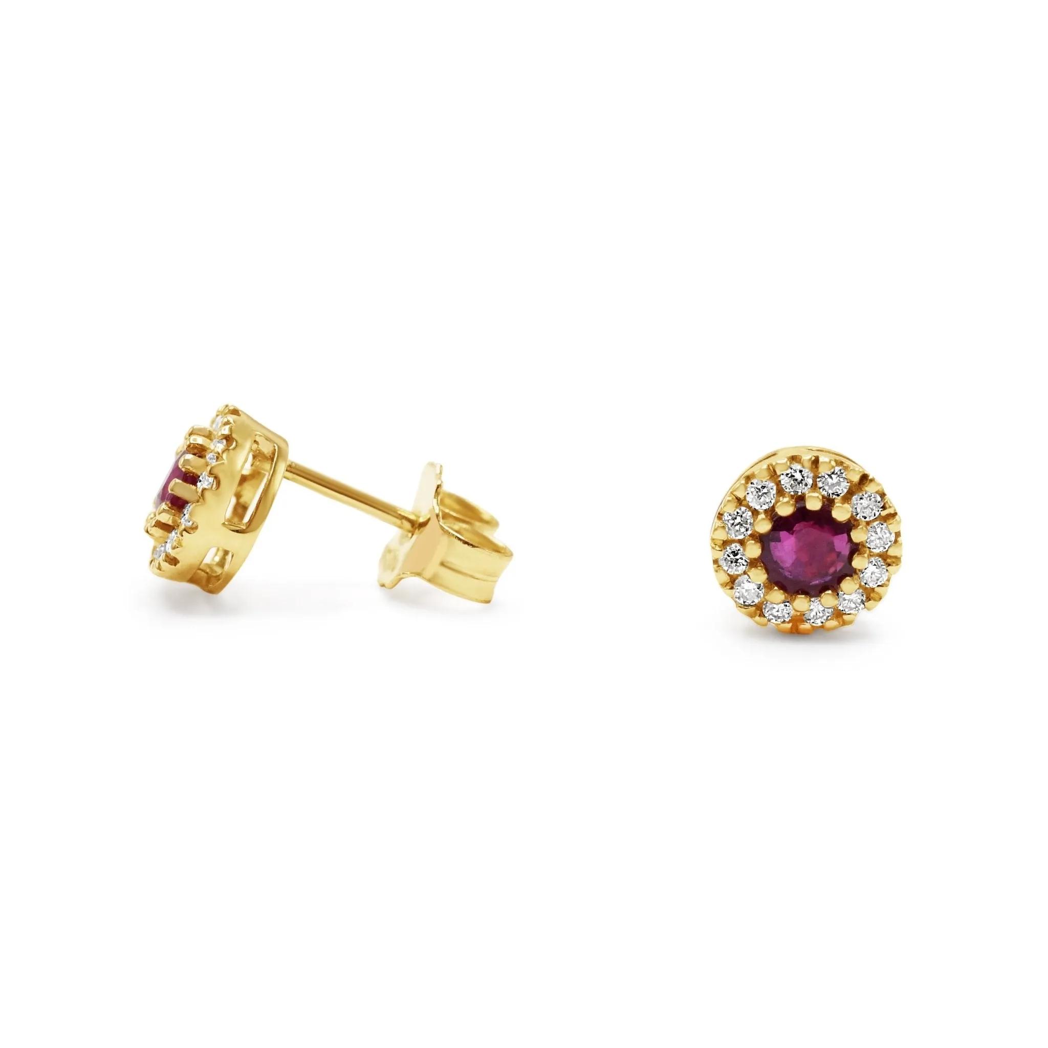 Ruby & Diamond Earrings - 18ct Yellow Gold