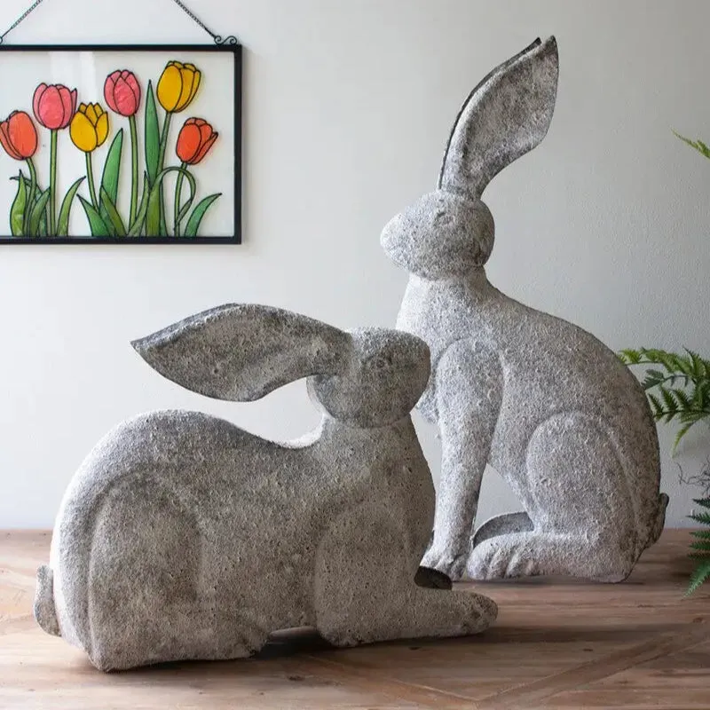 Rustic Metal Rabbit Set