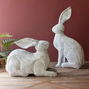 Rustic Metal Rabbit Set dried flowers  