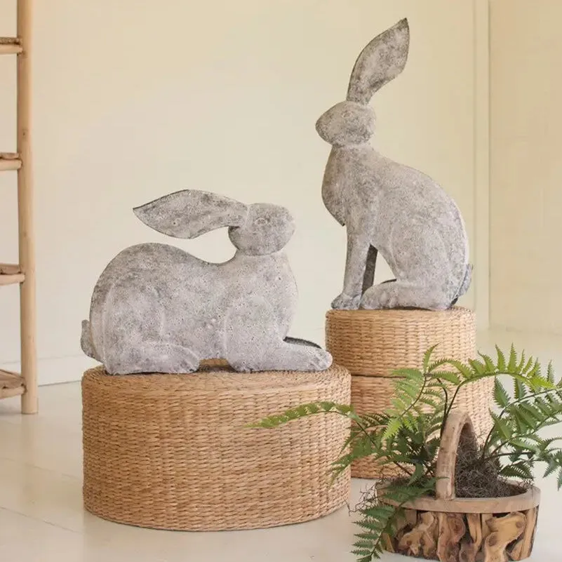 Rustic Metal Rabbit Set
