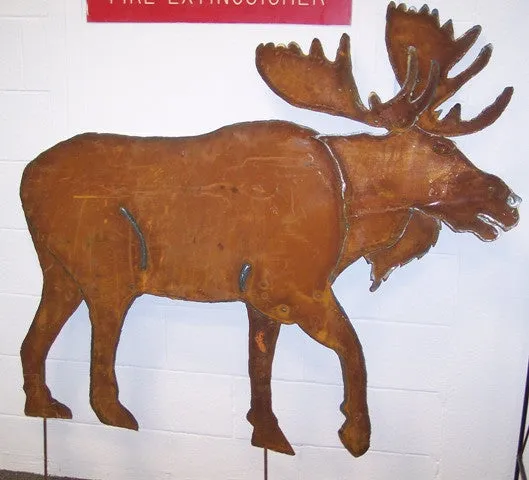 Rustic Moose Metal Wall Art or Yard Stake Animal Decor