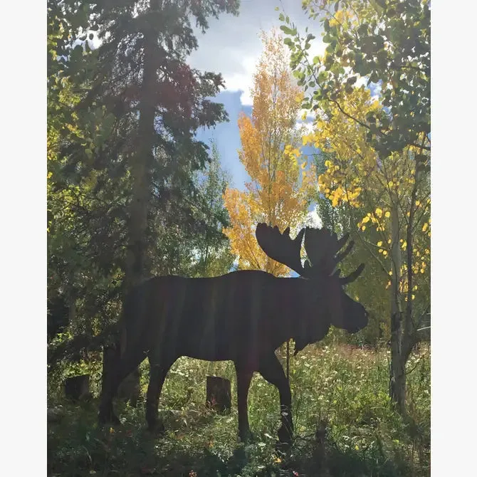 Rustic Moose Metal Wall Art or Yard Stake Animal Decor