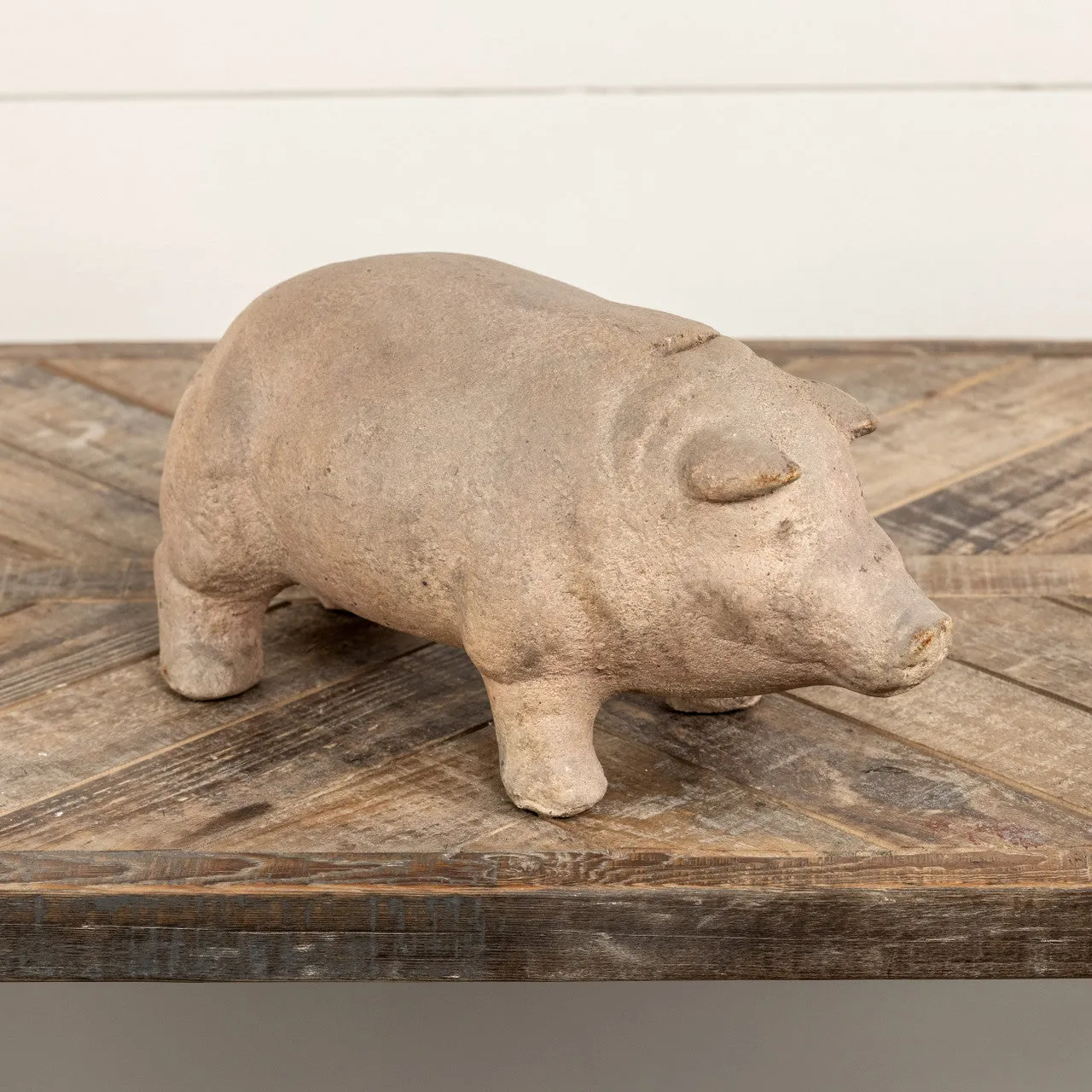 Rustic Resin Piggy Bank dried flowers  