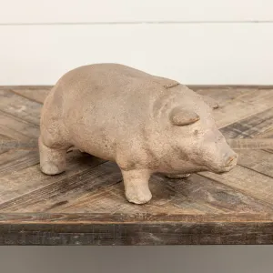Rustic Resin Piggy Bank dried flowers  