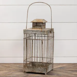 Rusty Square Wire Lantern dried flowers  