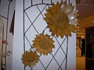 S-Wire Sunflowers Set of 4 dried flower branch  