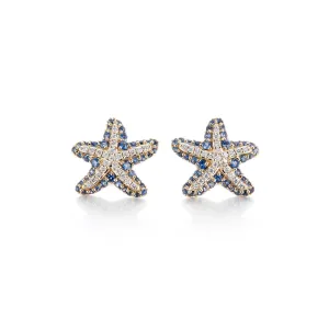 Sapphire & Diamond Starfish Earrings