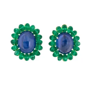 Sapphire & Emerald Cluster Earrings