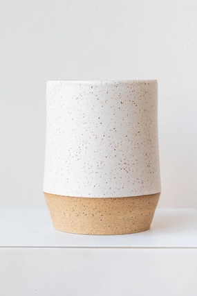 Sauve Vase Speckle Stoneware Large dried green plant  
