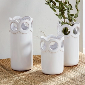 Scalloped Edge Bud Vases outdoor greenery  