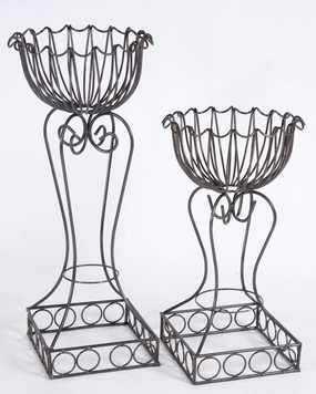 Scalloped Round Plant Stands Set of 2 cactus succulent plant  