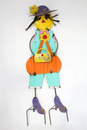 Scarecrow with Purse dried flower branch  
