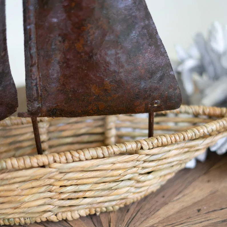 Seagrass Boat With Rustic Metal Sail