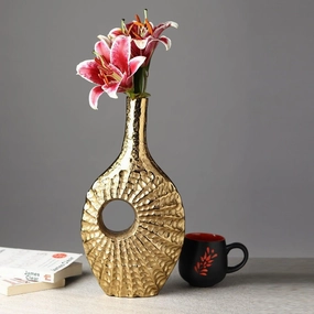 Seashell Serenity Vase - Large Gold outdoor greenery  