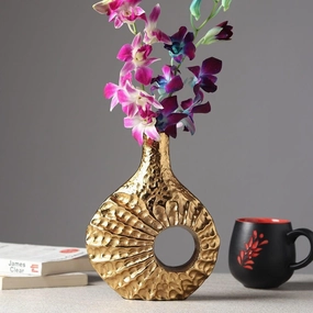 Seashell Serenity Vase -  small Gold outdoor greenery  