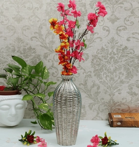 Serene Metallica Vase Silver outdoor greenery  