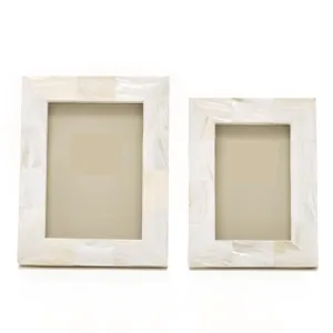 Set of 2 Mother of Pearl Photo Frames dried flowers  